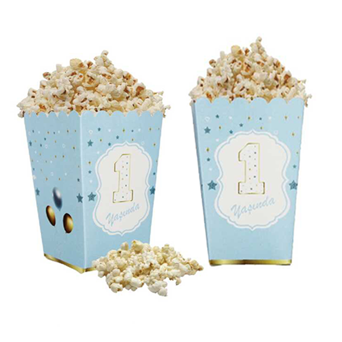 1 Yaş Erkek Bebek Varaklı Popcorn Mısır Kutusu 8 Adet