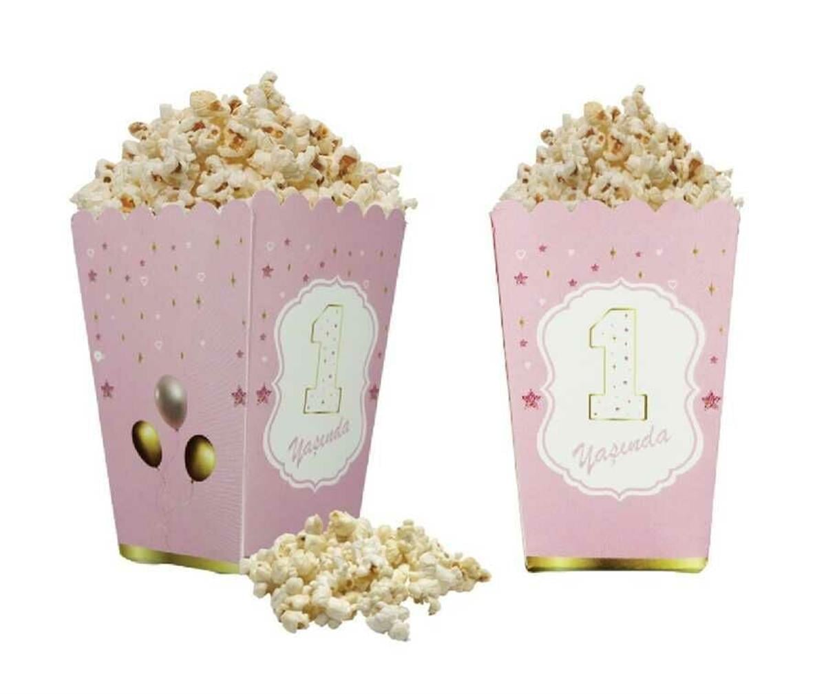 1 Yaş Kız Bebek Varaklı Popcorn Mısır Kutusu 8 Adet