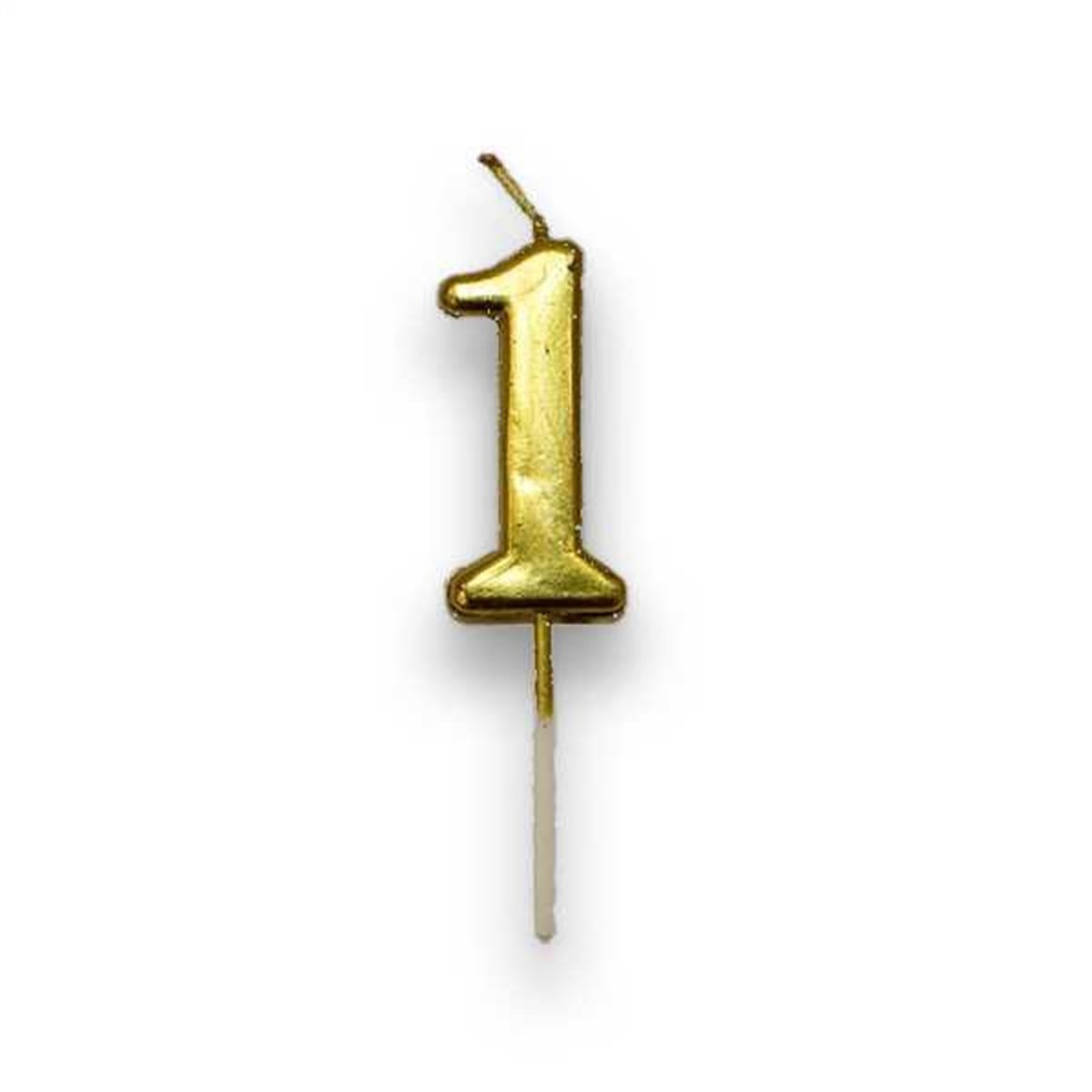 1 Rakamlı Gold Renk Yaş Mumu 10 cm