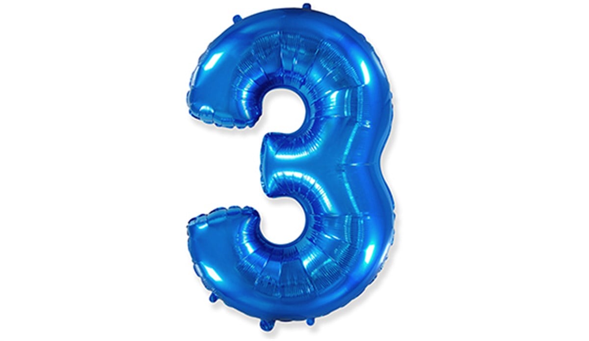 3 Rakamlı Folyo Lacivert Renk Balon 76 cm