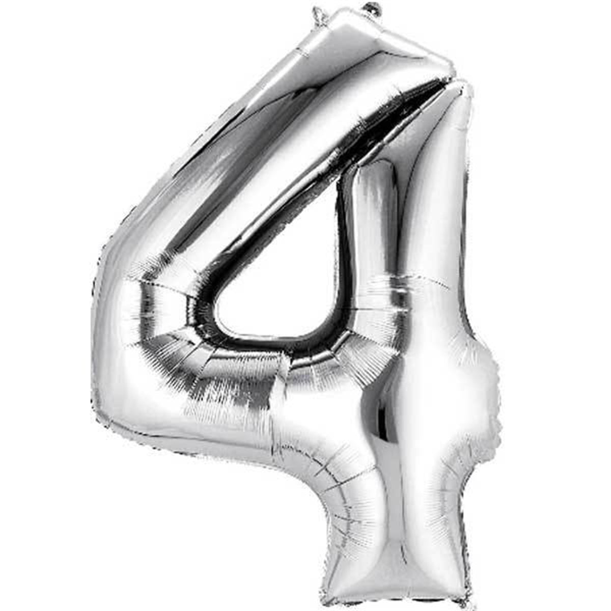 4 Rakam Folyo Gümüş Balon Küçük 35 cm