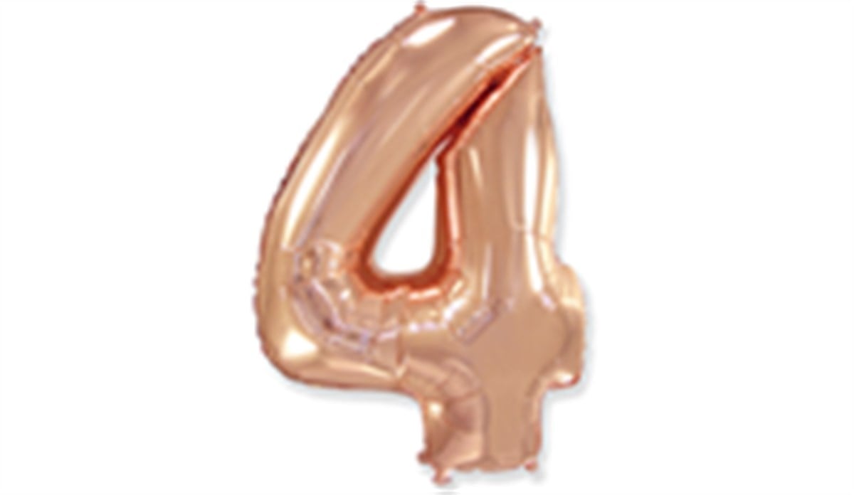 4 Rakamlı Folyo Rose Gold Renk Balon 76 cm