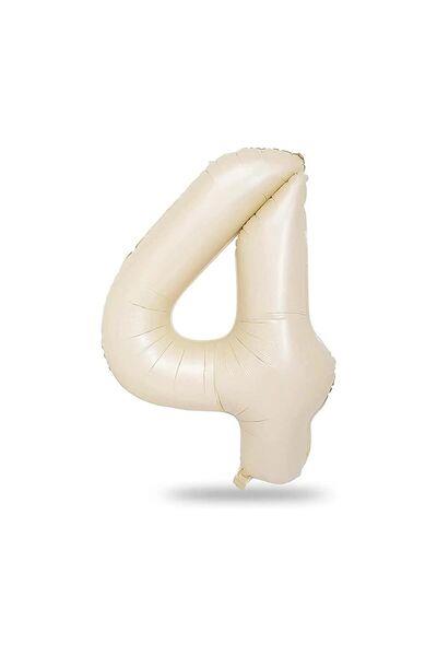 4 Rakamlı Krem Renk Folyo Balon 82 cm