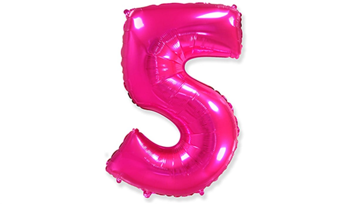 5 Rakamlı Folyo Pembe Renk Balon 76 cm