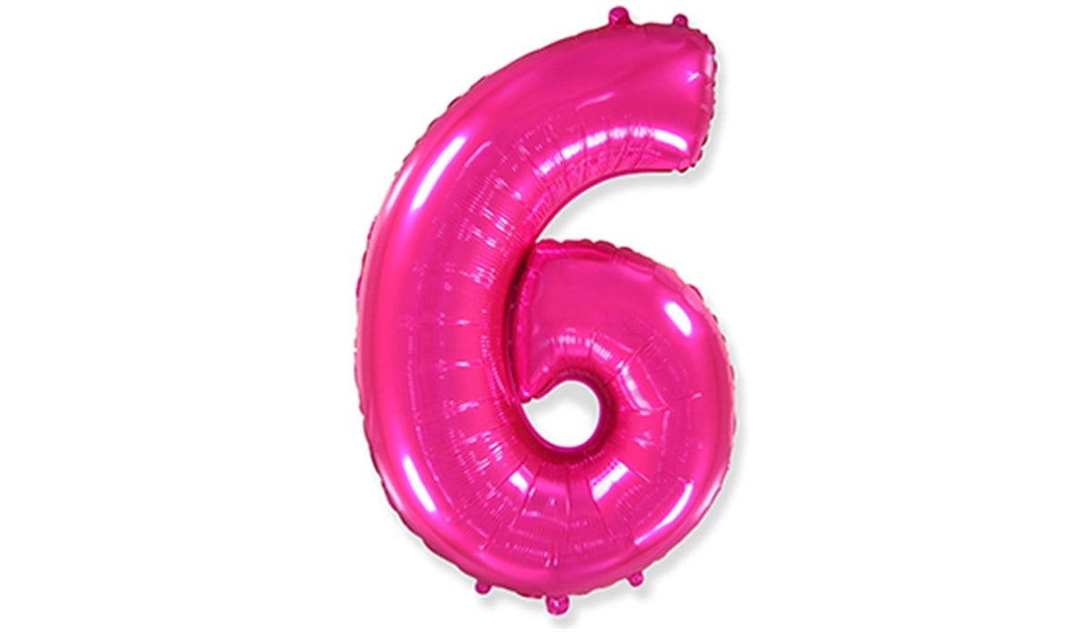 6 Rakamlı Folyo Pembe Renk Balon 76 cm