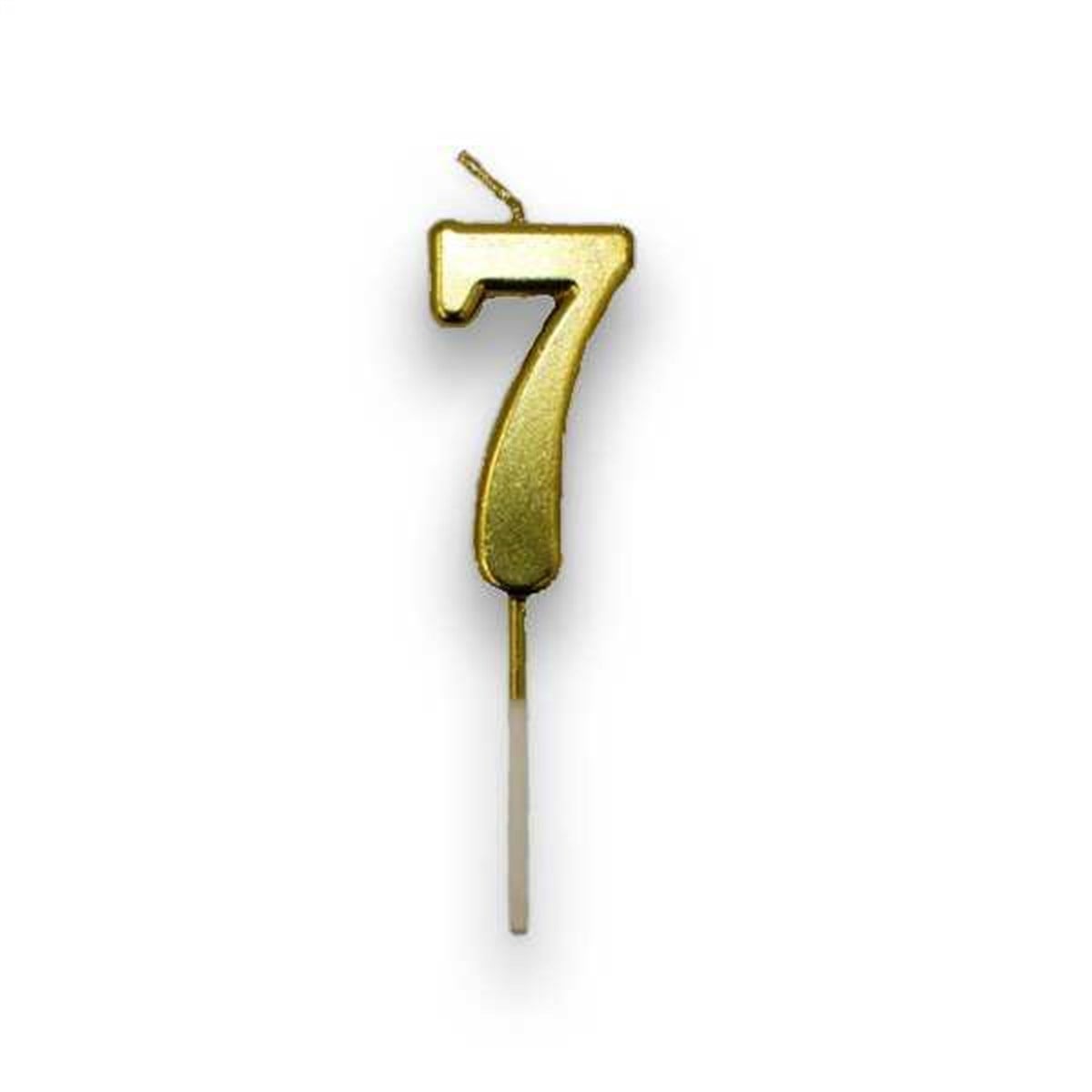 7 Rakamlı Gold Renk Yaş Mumu 10 cm