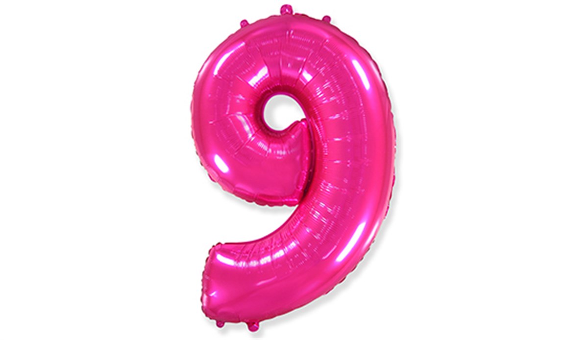 9 Rakamlı Folyo Pembe Renk Balon 76 cm