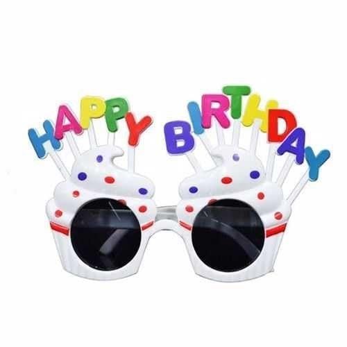 Beyaz Happy Birthday Parti Gözlük - 1 Adet