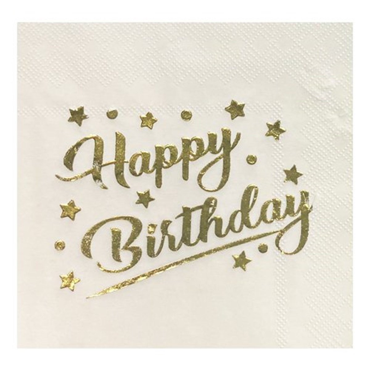 Beyaz Üzeri Gold Varaklı Happy Birthday Peçete 16 Adet