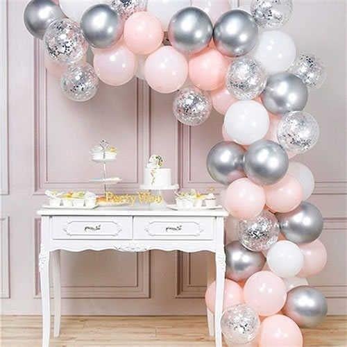 Gümüş Pembe Zincir Balon Seti 5 Metre