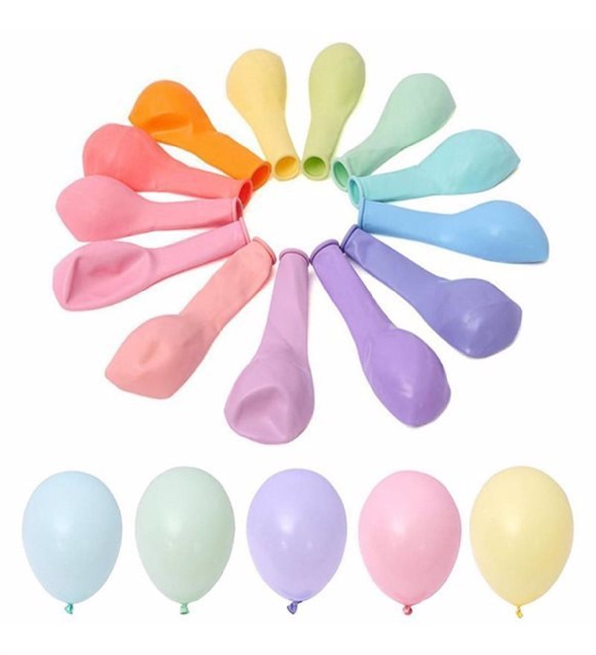 Makaron Karışık Renk Balon 12 Adet