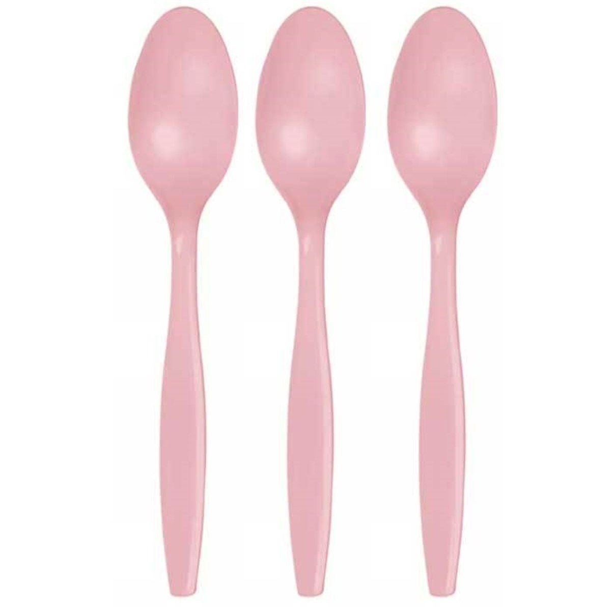 Pembe Lüks Plastik Kaşık 25 Adet