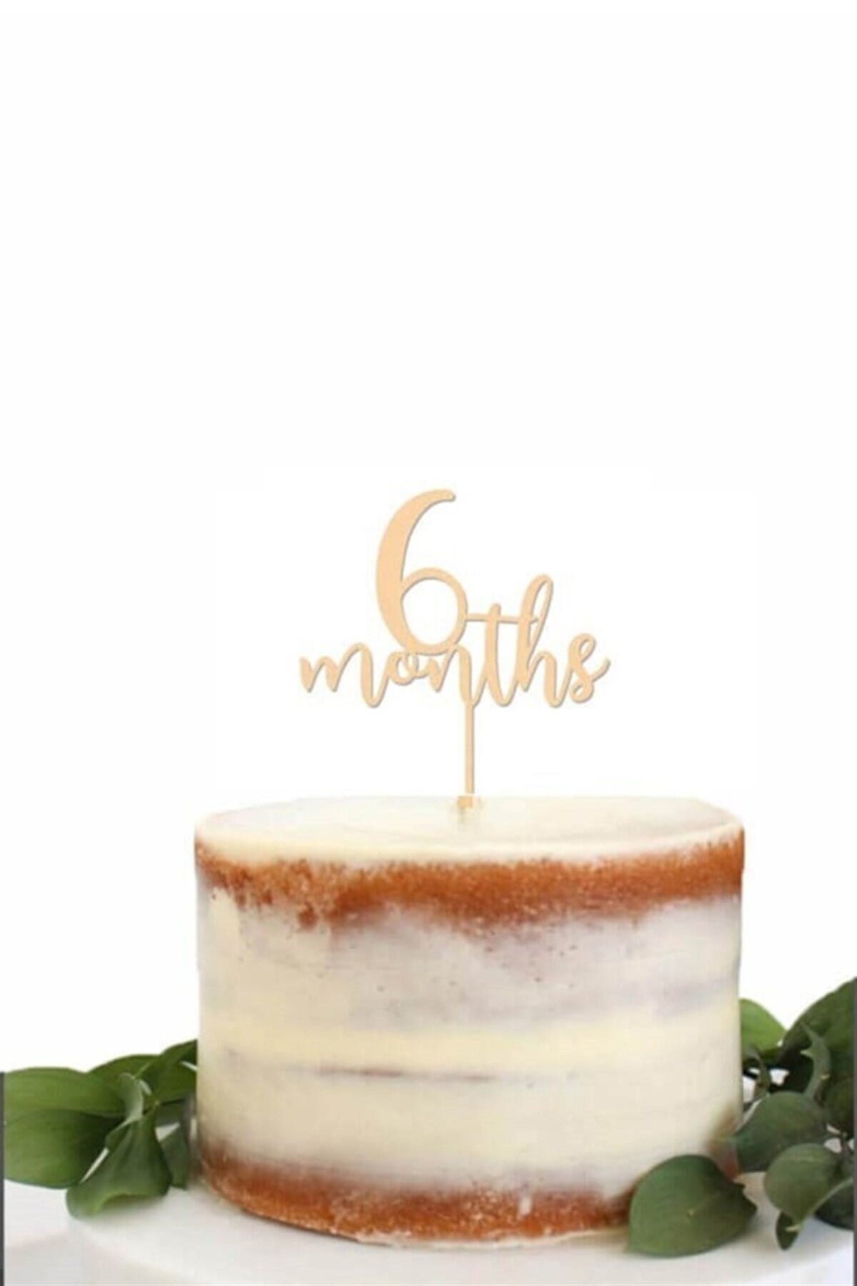 Yarım Yaş 6 Ay Kınası 6 Months Ahşap Pasta Süsü