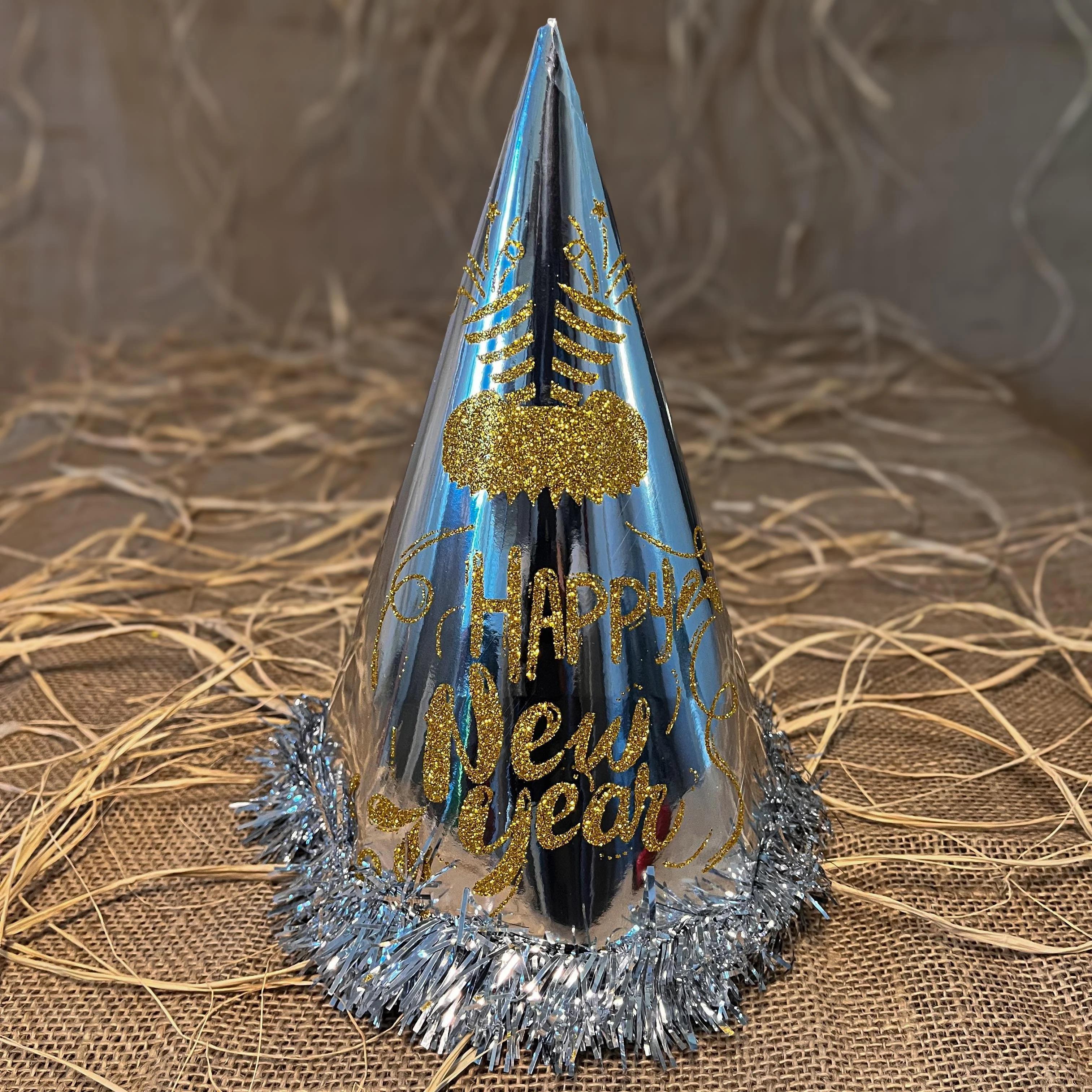 Yılbaşı Happy New Year Şapka Gümüş Renk 5 Adet