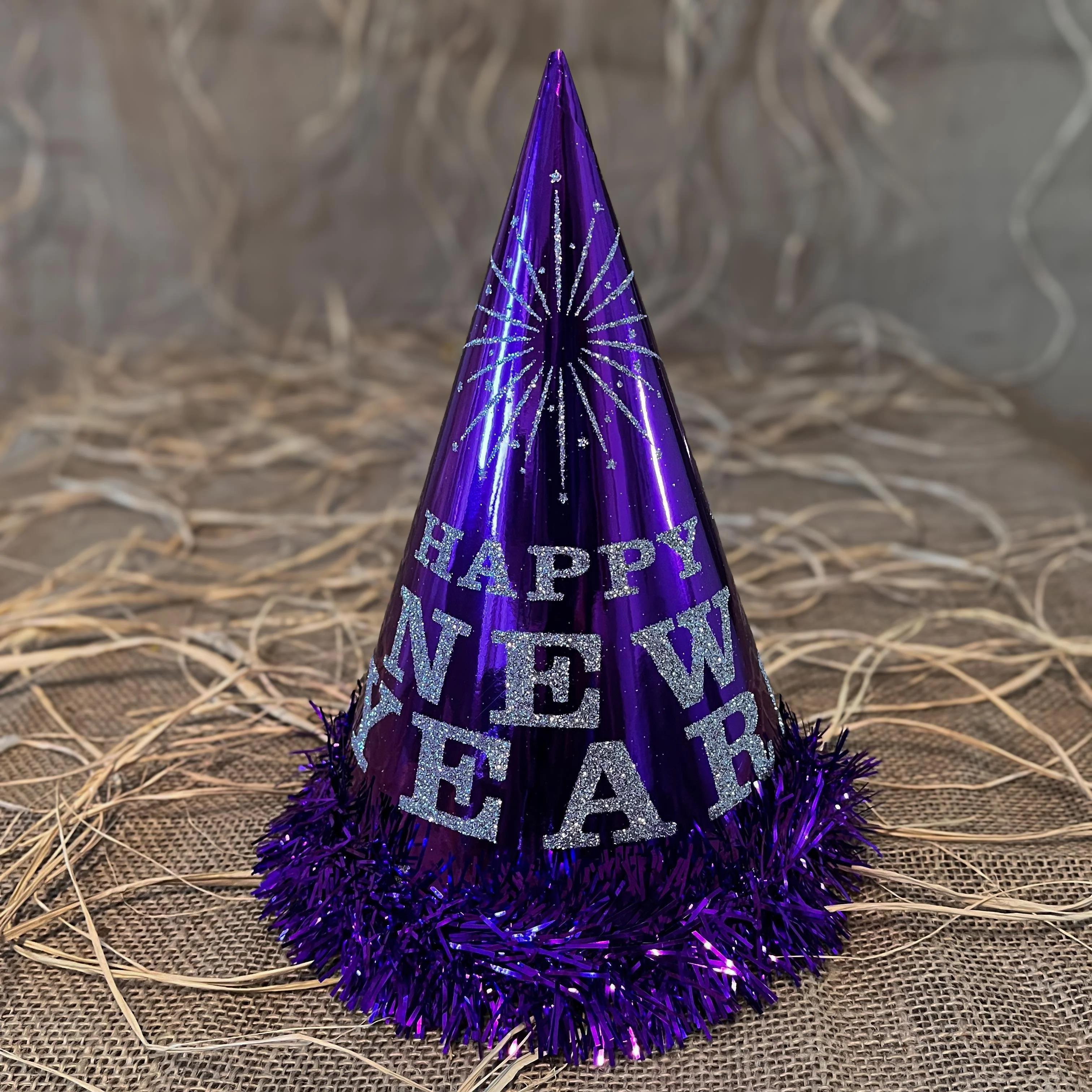 Yılbaşı Happy New Year Şapka Mor Renk 5 Adet