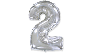 2 Rakamlı Folyo Gümüş Renk Balon 76 cm