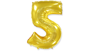 5 Rakamlı Folyo Gold Renk Balon 76 cm