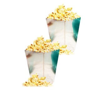 Gümüş Metalik Renk Popcorn Mısır Kutusu 8 Adet