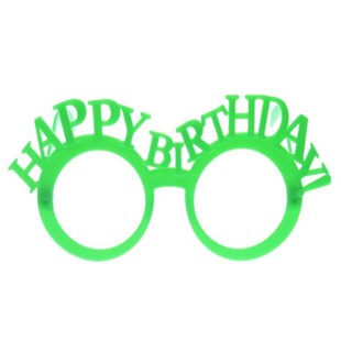 Happy Birthday Yazılı Plastik Gözlük Yeşil