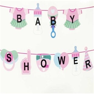 Kız Bebek Baby Shower Partisi Biberon Banner Yazı