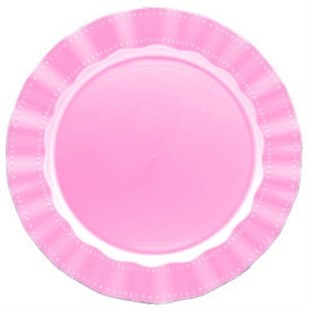Pembe Lüks Mika Yuvarlak Tabak 26 cm 6 Adet