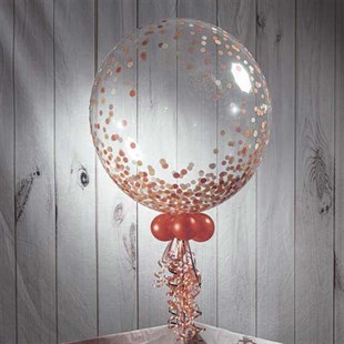 Şeffaf Rose Gold Konfetili Balon 45 cm