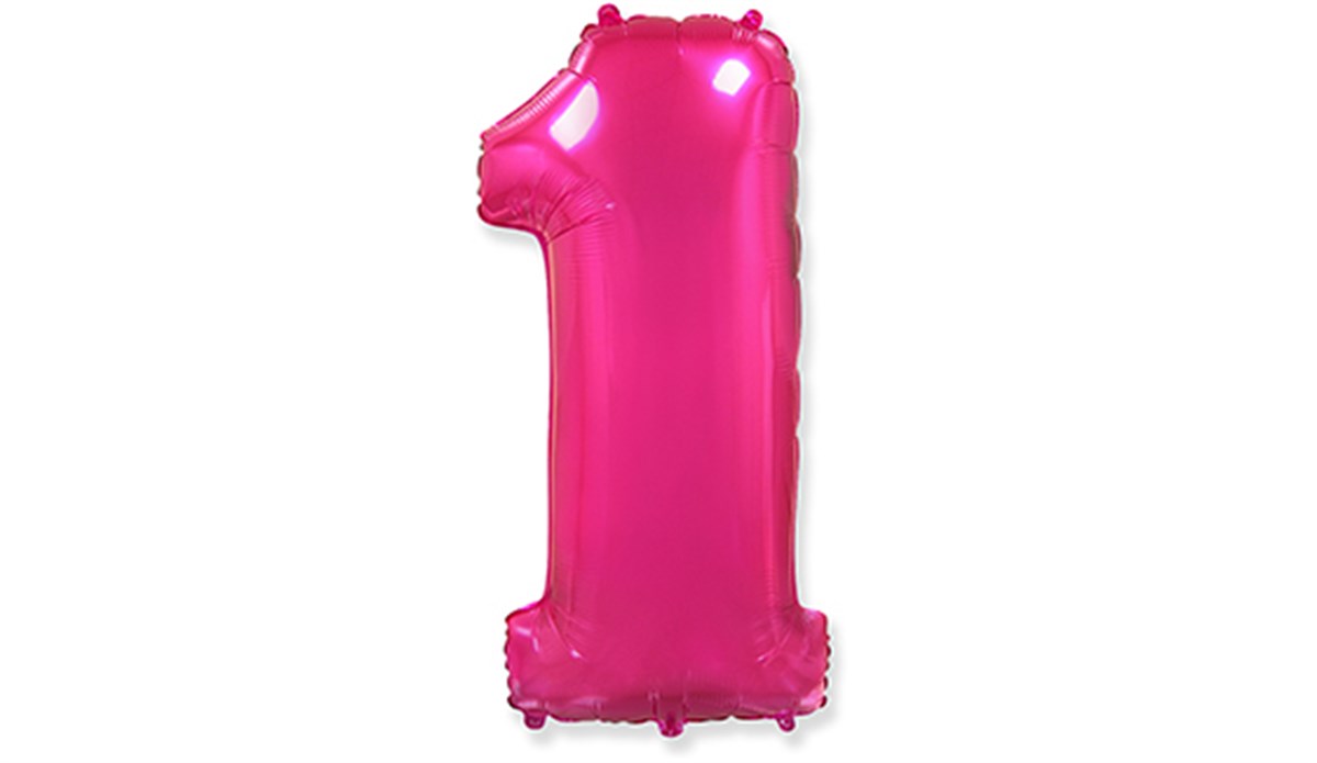 1 Rakamlı Folyo Pembe Renk Balon 76 cm