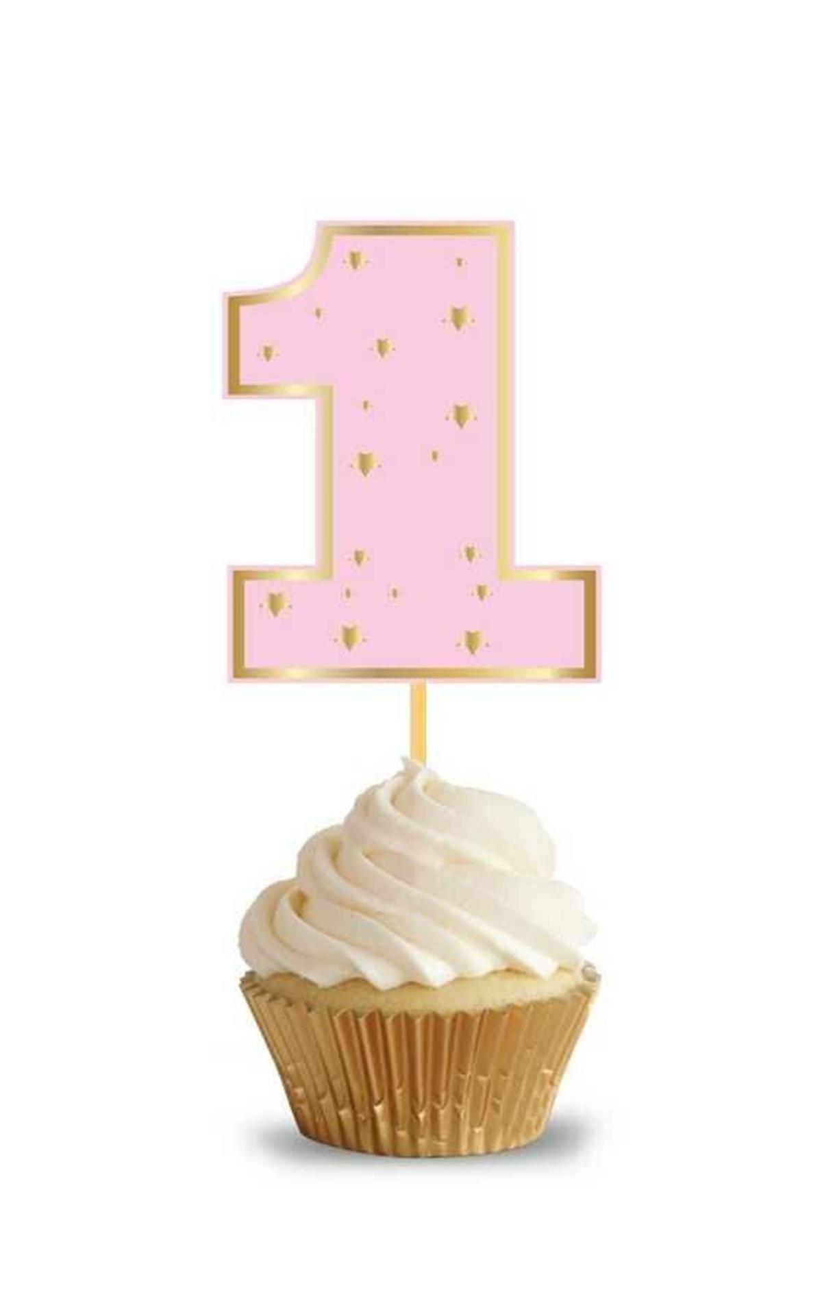 1 Yaş Kız Bebek Varaklı Cupcake Kürdan 10 Adet