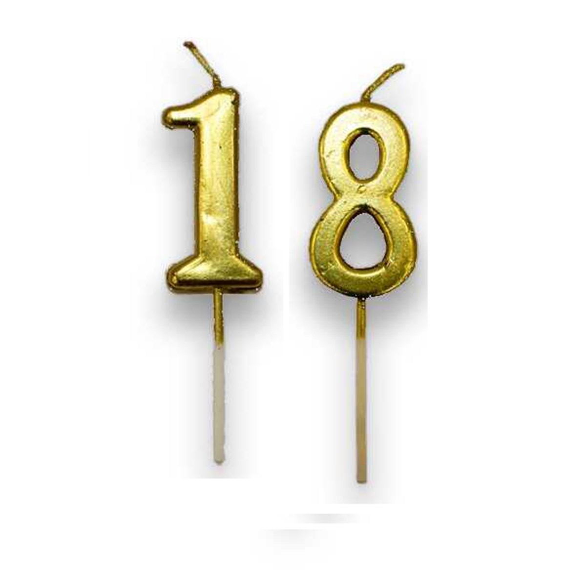 18 Rakamlı Gold Renk Yaş Mumu 10 cm