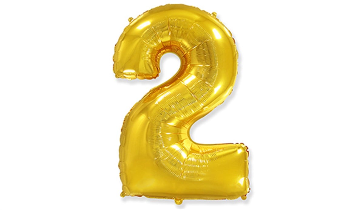 2 Rakamlı Folyo Gold Renk Balon 76 cm