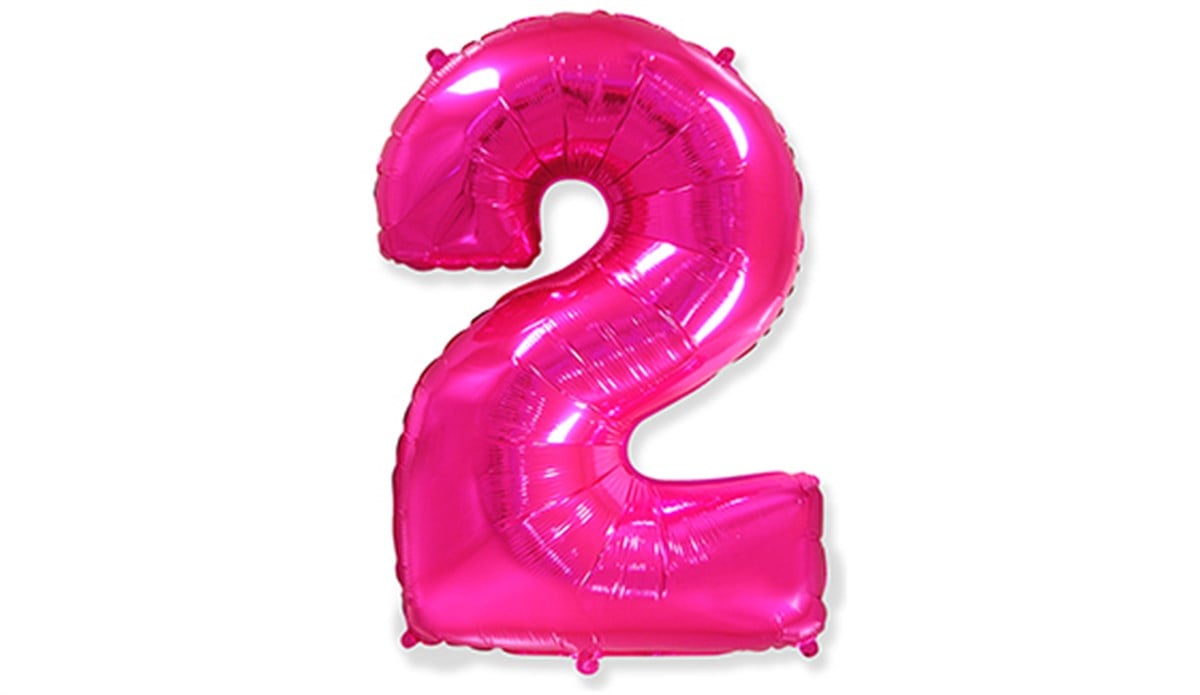 2 Rakamlı Folyo Pembe Renk Balon 76 cm