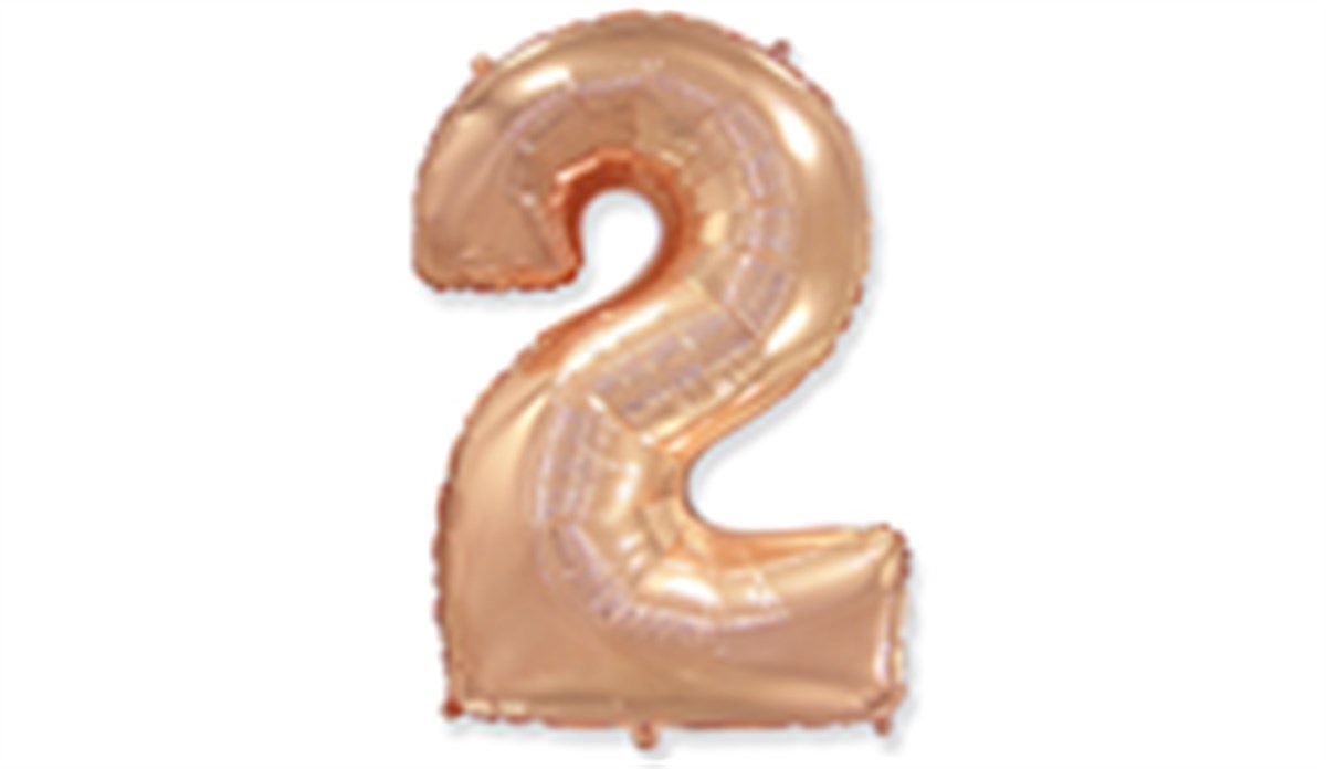 2 Rakamlı Folyo Rose Gold Renk Balon 76 cm