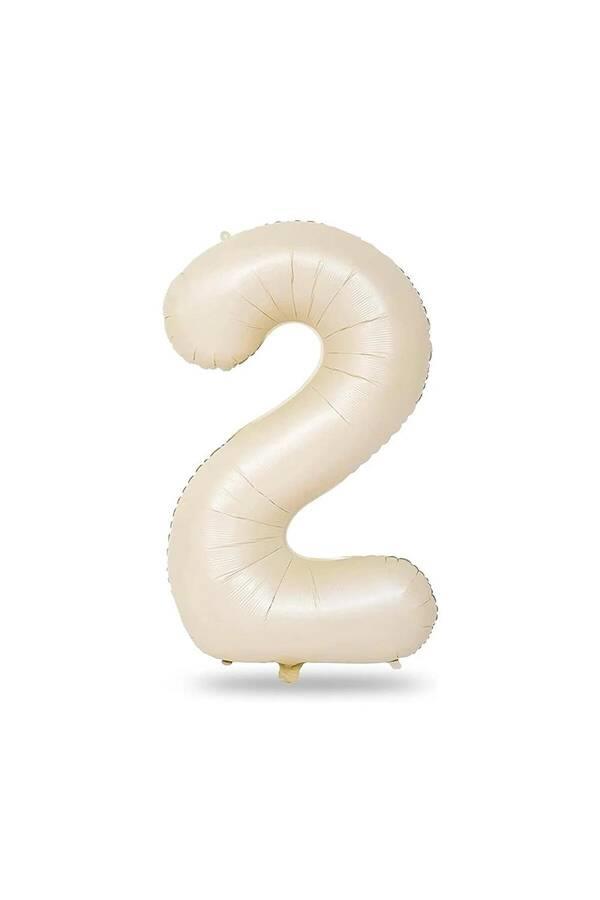 2 Rakamlı Krem Renk Folyo Balon 82 cm
