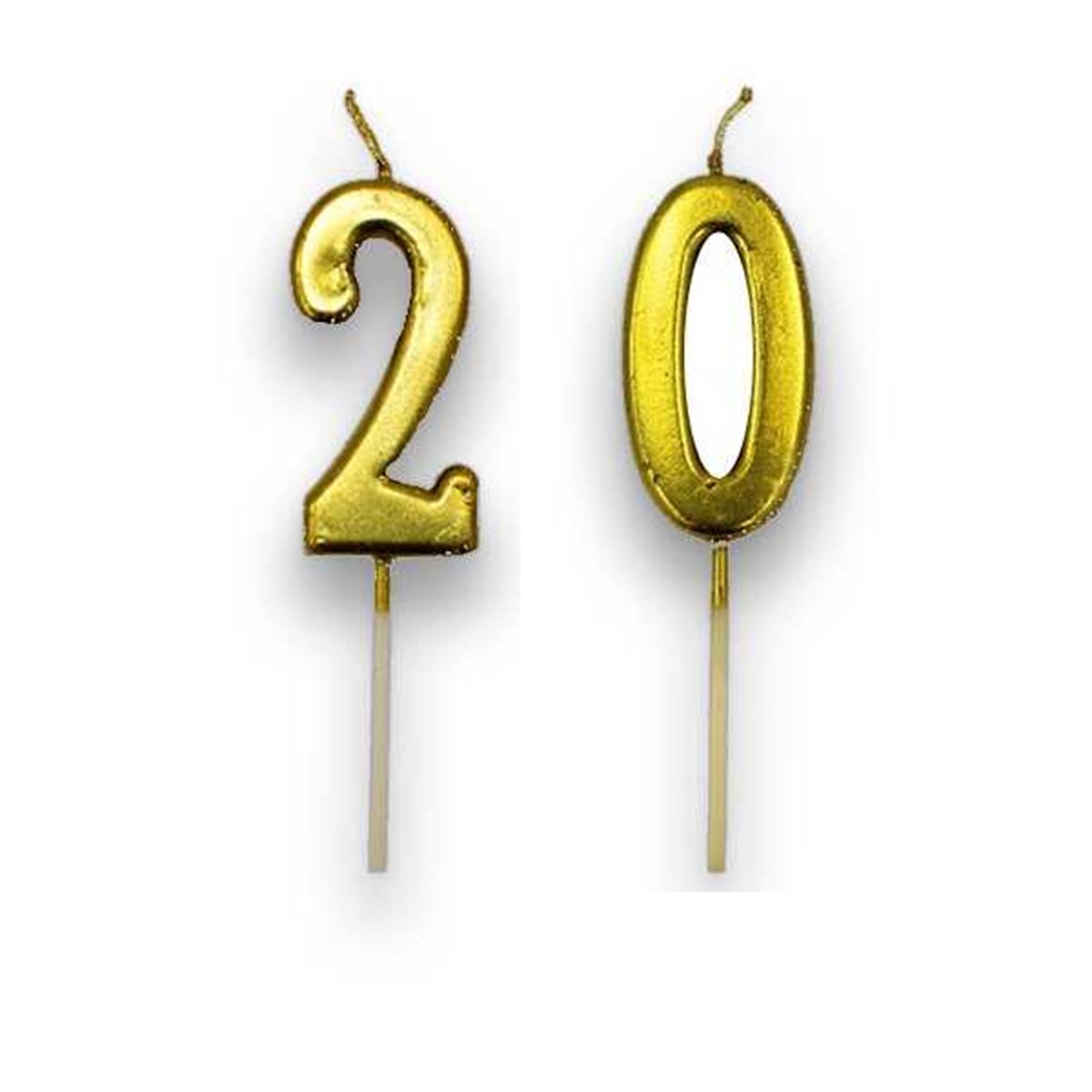 20 Rakamlı Gold Renk Yaş Mumu 10 cm