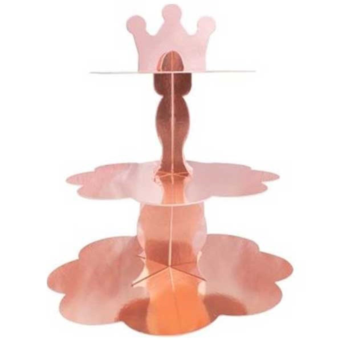 3 Katlı Kek Standı Metalik Rose Gold