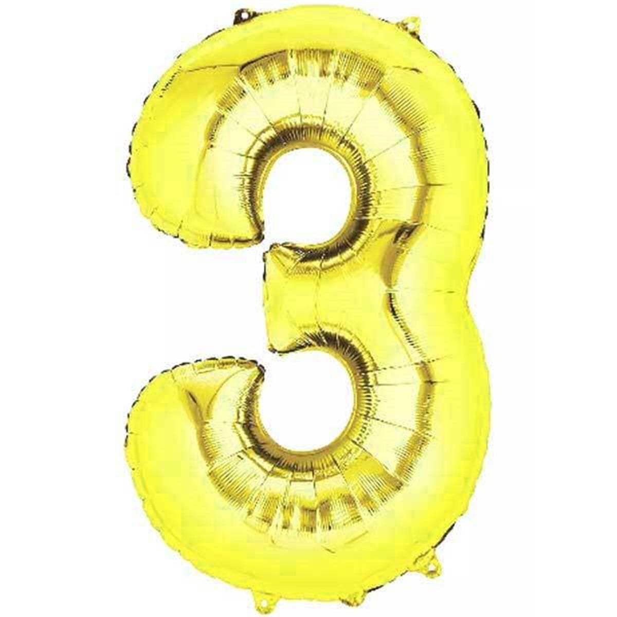 3 Rakam Folyo Gold Balon Büyük 100 cm