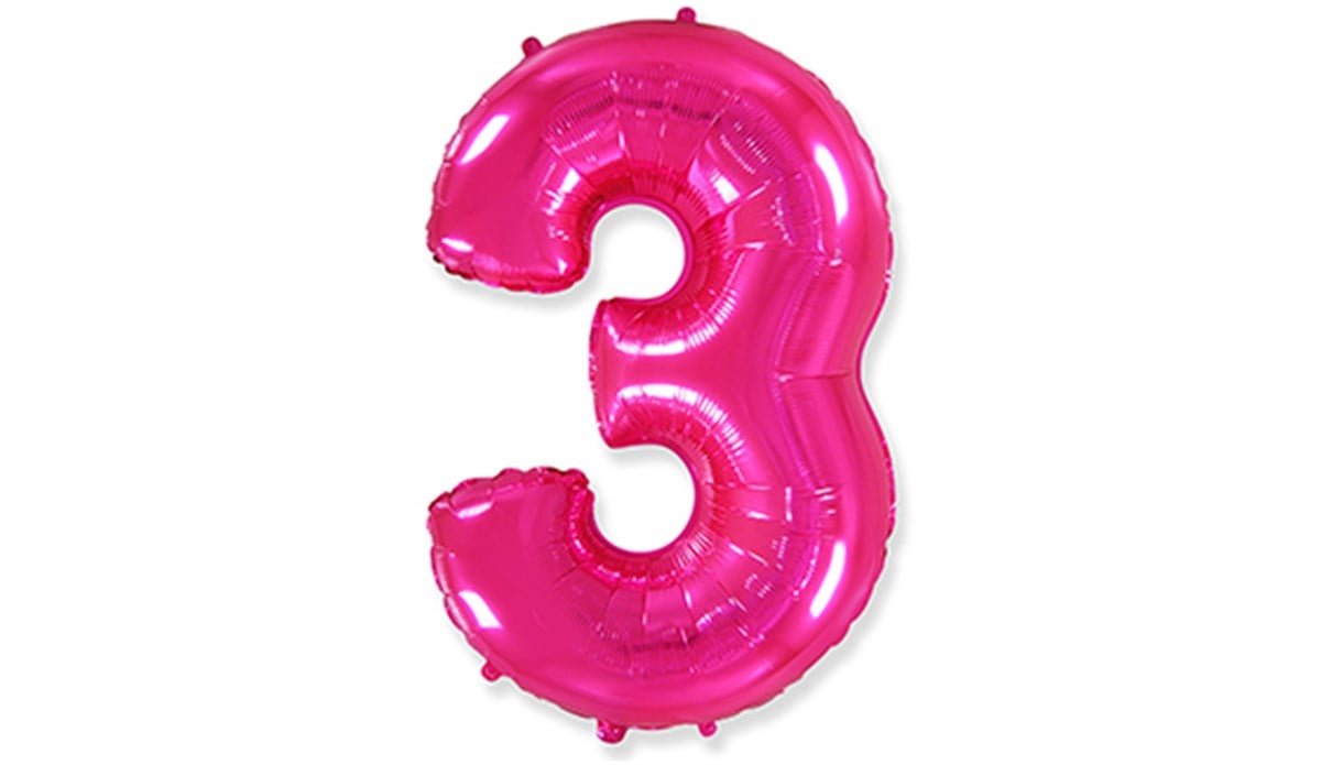 3 Rakamlı Folyo Pembe Renk Balon 76 cm