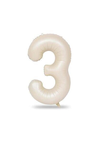 3 Rakamlı Krem Renk Folyo Balon 82 cm