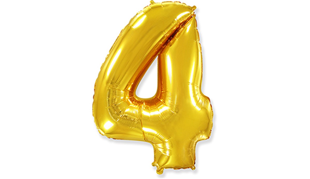 4 Rakamlı Folyo Gold Renk Balon 76 cm