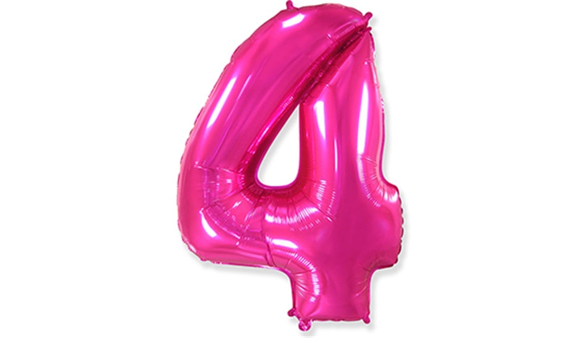 4 Rakamlı Folyo Pembe Renk Balon 76 cm