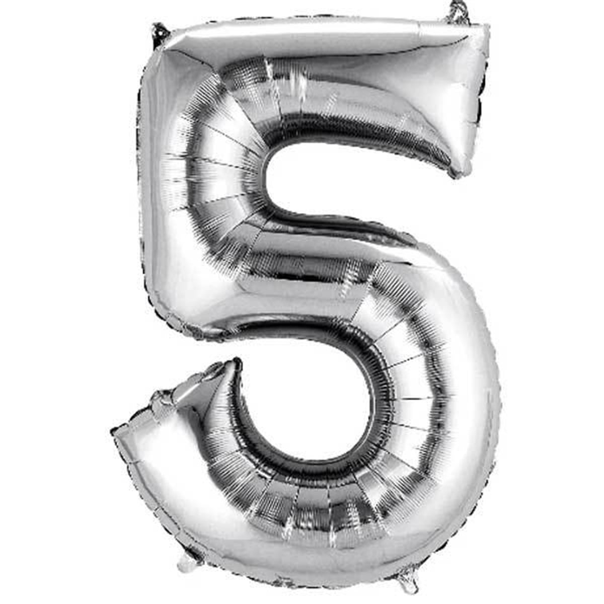 5 Rakam Folyo Gümüş Balon Küçük 35 cm