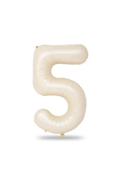 5 Rakamlı Krem Renk Folyo Balon 82 cm