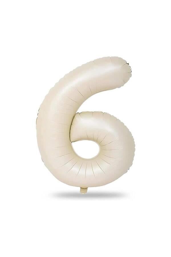 6 Rakamlı Krem Renk Folyo Balon 82 cm
