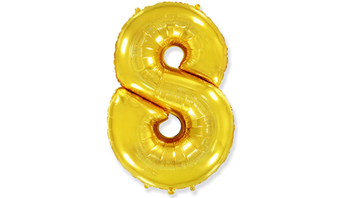 8 Rakamlı Folyo Gold Renk Balon 76 cm