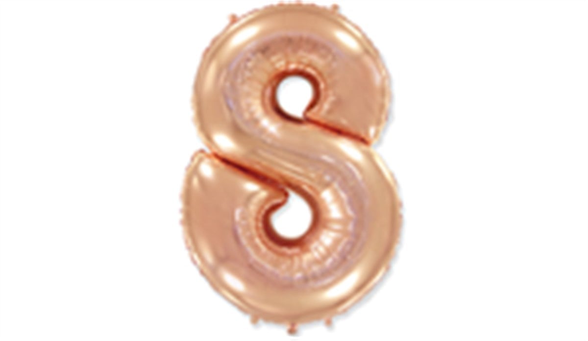 8 Rakamlı Folyo Rose Gold Renk Balon 76 cm