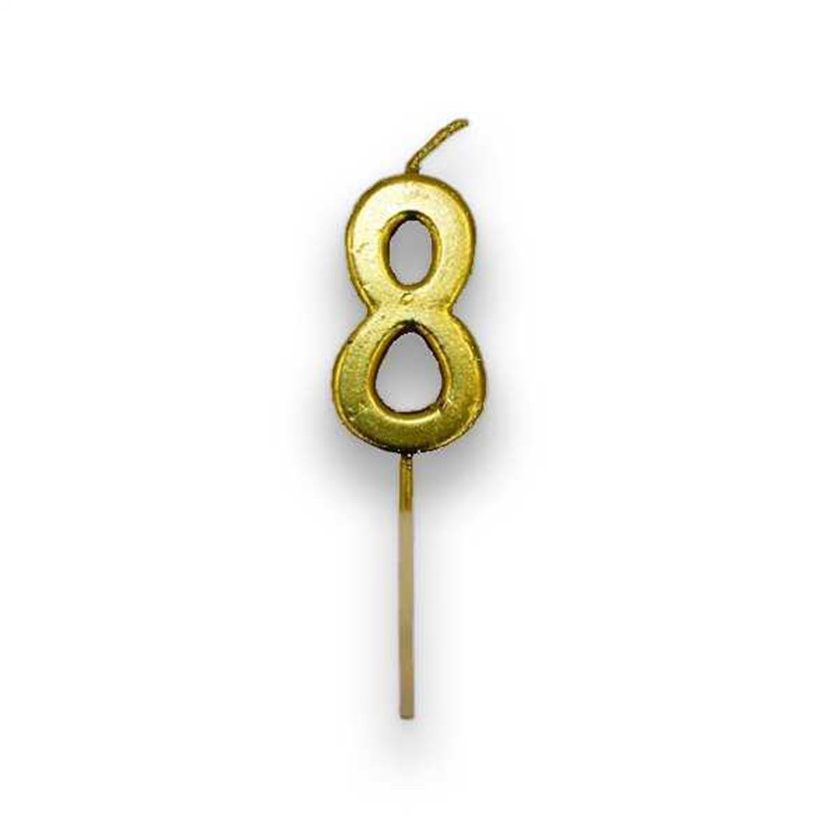 8 Rakamlı Gold Renk Yaş Mumu 10 cm