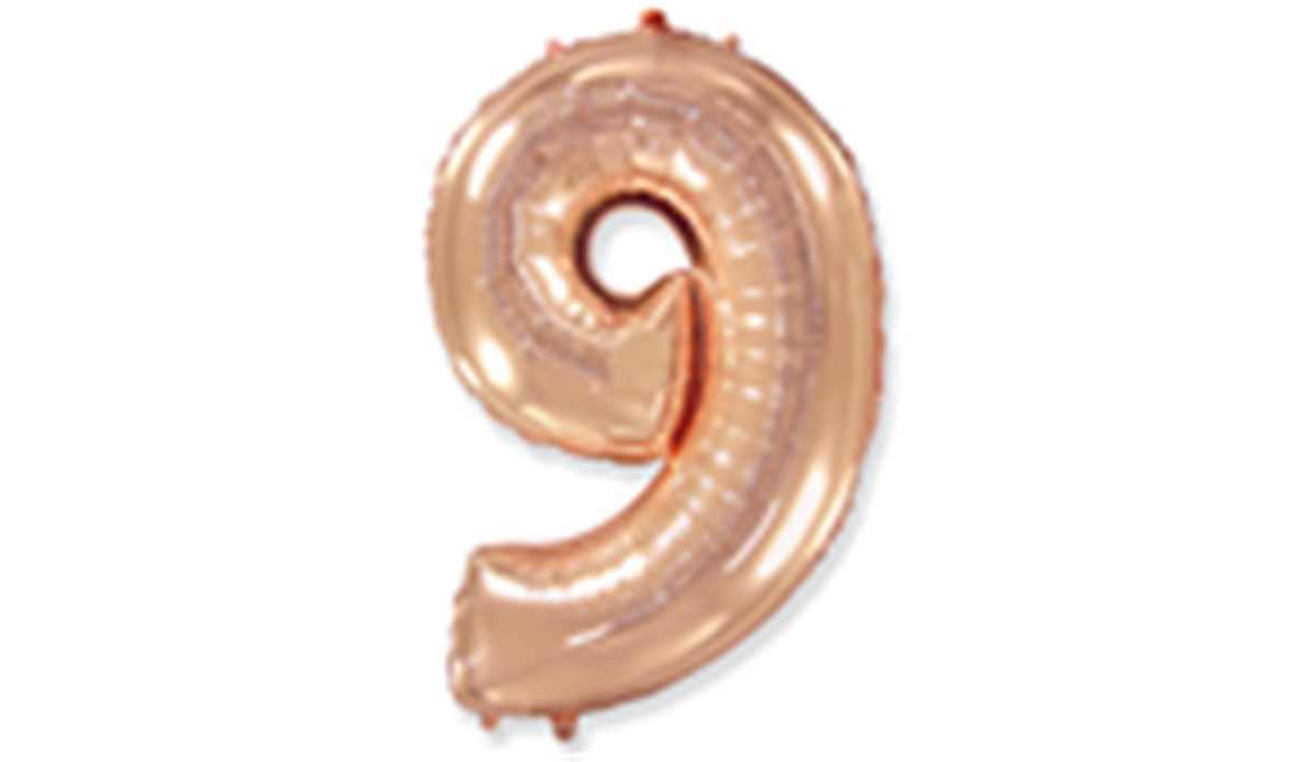 9 Rakamlı Folyo Rose Gold Renk Balon 76 cm