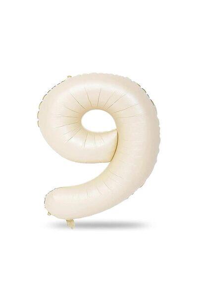 9 Rakamlı Krem Renk Folyo Balon 82 cm