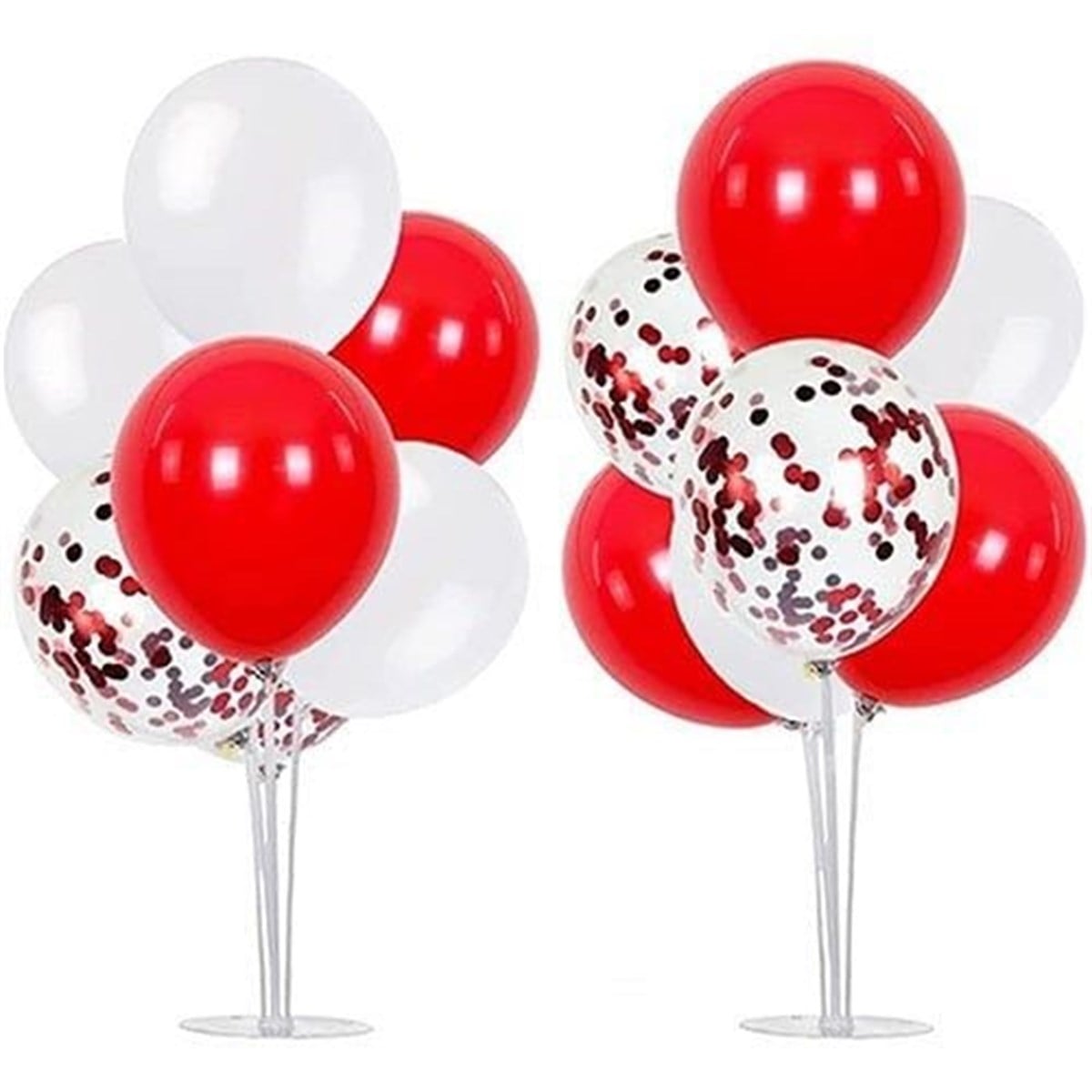 Beyaz Kırmızı Konfetili Ayaklı Balon Standı-1 Adet