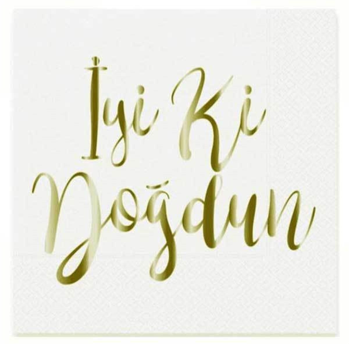 Beyaz Üzeri Gold Varaklı İyi Ki Doğdun Peçete